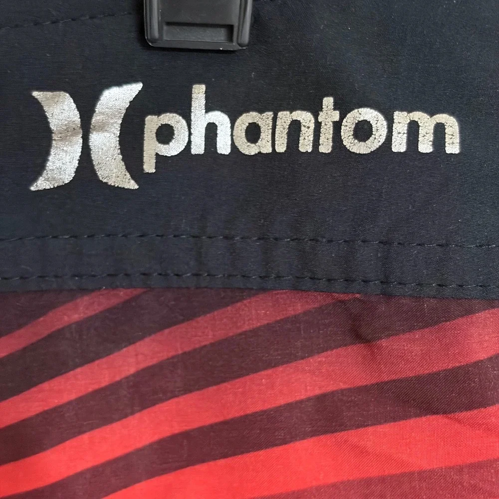 Hurley Phantom Mens Board Shorts Red Black Striped Swim Trunks Size 33